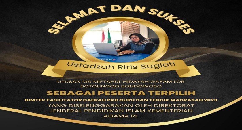 Ibu Riris Sugiati Terpilih sebagai Fasilitator Daerah (FASDA) Guru dan Tenaga Kependidikan Madrasah Tahun 2023